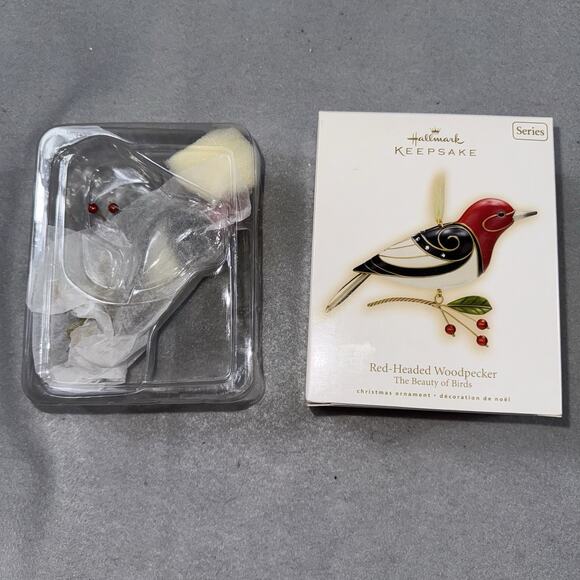 Hallmark 2016 Red-Headed Woodpecker Beauty of Birds Cloisonné Style Ornament - Picture 11 of 14